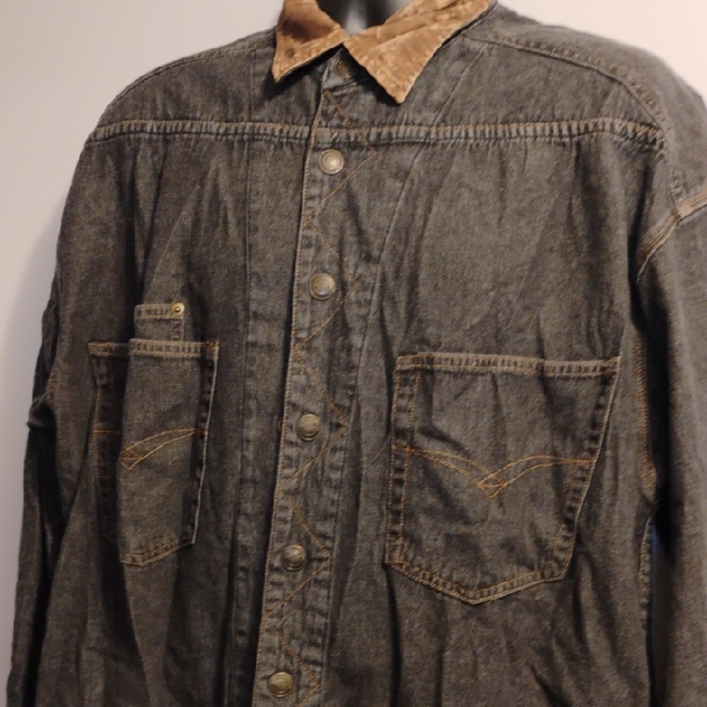 Men's Denim Jacket with Tan Collar